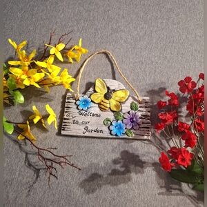 Colorful Garden Welcome Sign